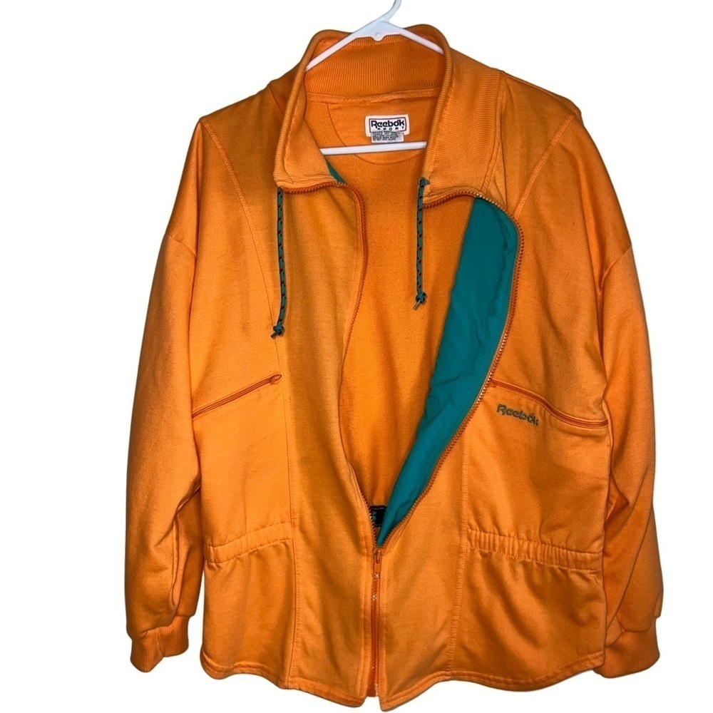 Reebok Sport Vintage Orange Zipper Sweatshirt Jacket Size Medium